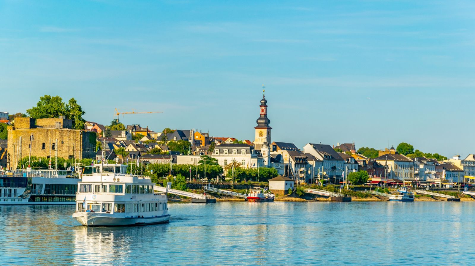 The riverside wine town of Rüdesheim on the Rhine in Germany.
