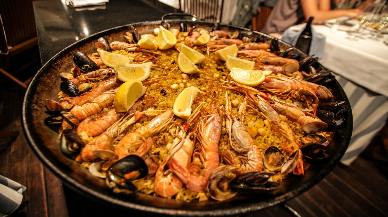 A traditional paella served at a restaurant in Barcelona.