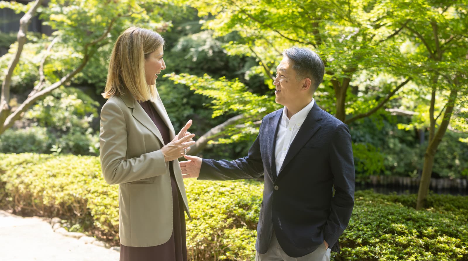 Portrait of Mirela Sucic Cevra, Chief Experience Officer, Zagreb, Croatia (left), and Goro Kido, Chief Executive Officer, Zurich, Switzerland (right)