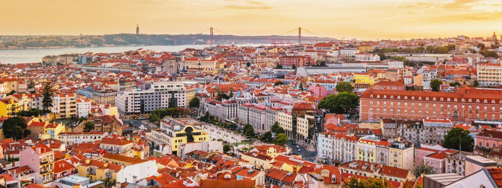 Lisbon cityscape at sunset