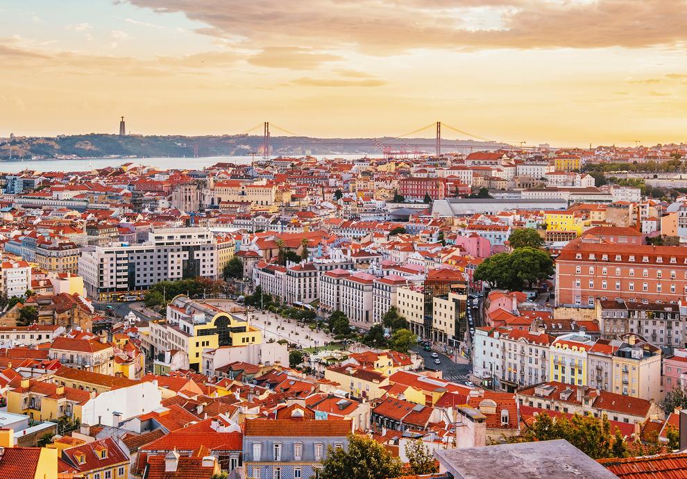 Lisbon cityscape at sunset