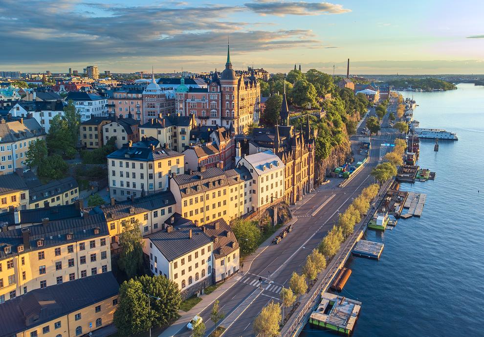 ストックホルムのウォーターフロントの街並み