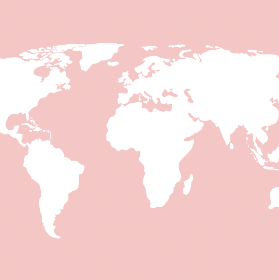 World map outline in pink